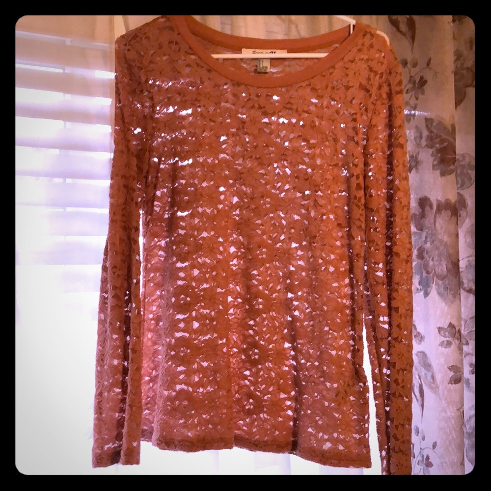 Lace pink/orange long sleeve shirt